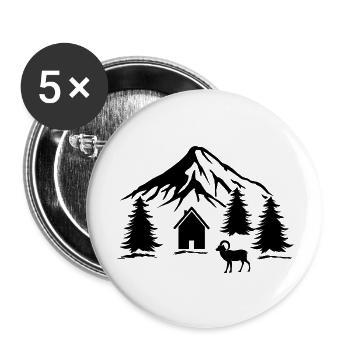 Berge Natur - Buttons groß 56 mm (5er Pack) - Weiß - Vorne