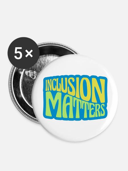 inclusion matters Logo Zitat - Buttons groß 56 mm (5er Pack) - Weiß