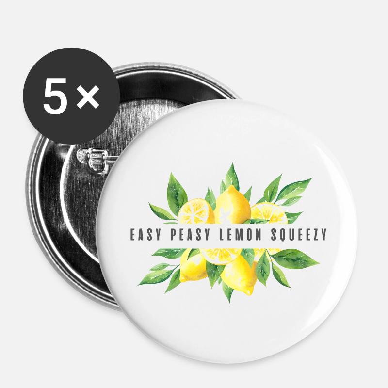 Easy Peasy Zitrone Squeezy - Buttons groß 56 mm (5er Pack) - Weiß