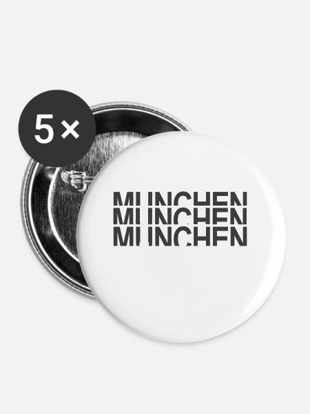 München - Buttons groß 56 mm (5er Pack) - Weiß