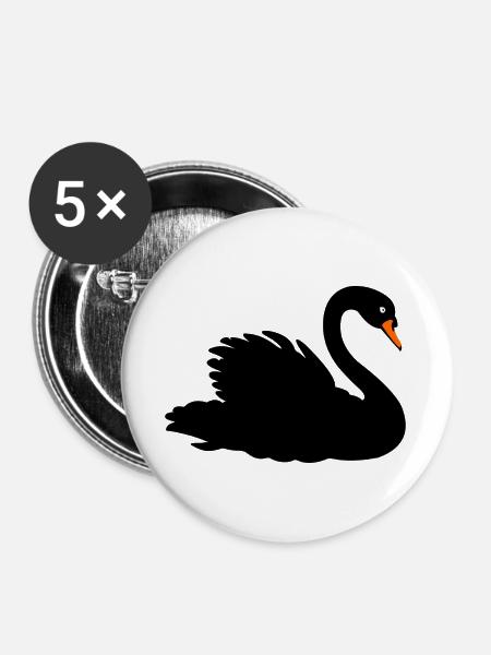 Trauerschwan - Buttons groß 56 mm (5er Pack) - Weiß