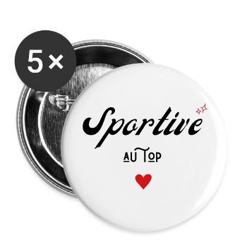 sportive au top idée cadeau - Lot de 5 grands badges (56 mm) - blanc - Devant