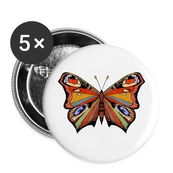 Schmetterling - Buttons groß 56 mm (5er Pack) - Weiß - Vorne