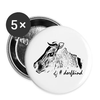 Dorfkind Kuh Dorf Motiv - Buttons groß 56 mm (5er Pack) - Weiß - Vorne