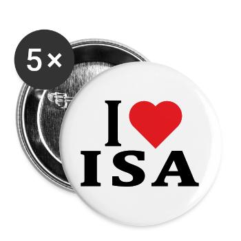 t-shirt I love Isa t-shirt gift idea - Buttons large 2.2''/56 mm (5-pack) - white - Front