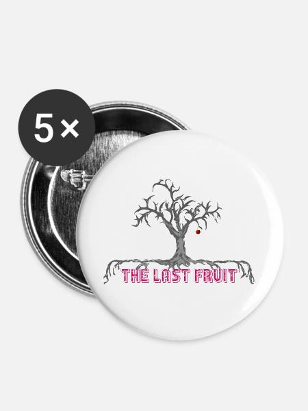 die letzte Frucht Baum Kirsche - Buttons groß 56 mm (5er Pack) - Weiß