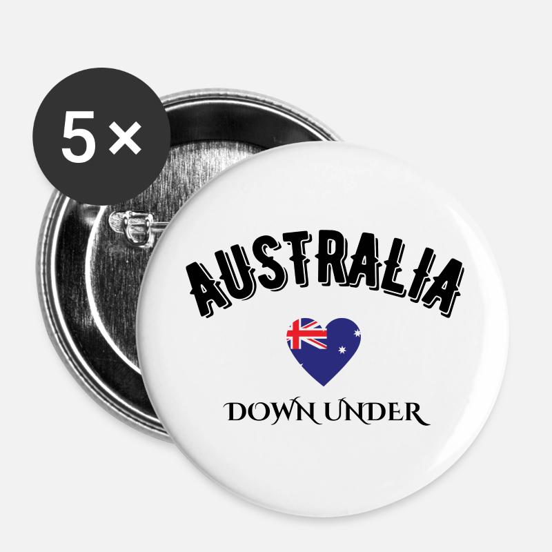 australia down under - Buttons large 2.2''/56 mm (5-pack) - white