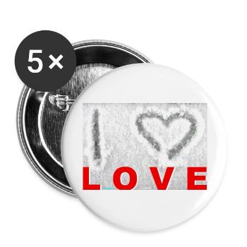 ZoffArt I love LOVE - Buttons groß 56 mm (5er Pack) - Weiß - Vorne