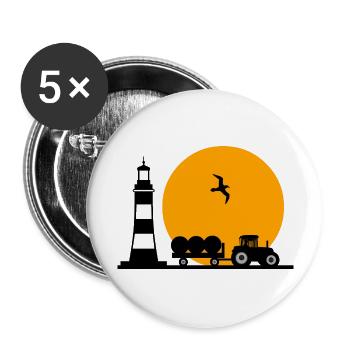 Tracteur - Lot de 5 grands badges (56 mm) - blanc - Devant