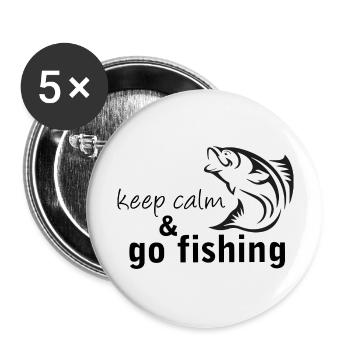 keep calm & go fishing - Buttons groß 56 mm (5er Pack) - Weiß - Vorne