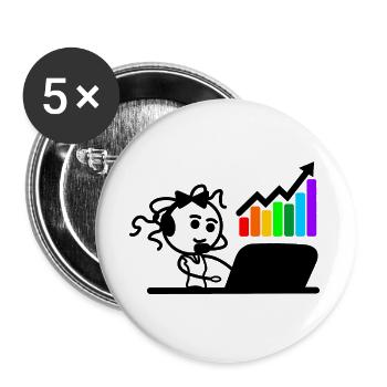 Colored chart happy girl or woman on laptop - Buttons large 2.2''/56 mm (5-pack) - white - Front