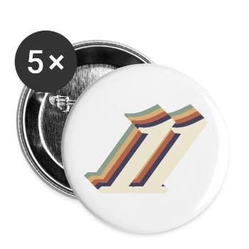 11e anniversaire vintage - Lot de 5 grands badges (56 mm) - blanc - Devant