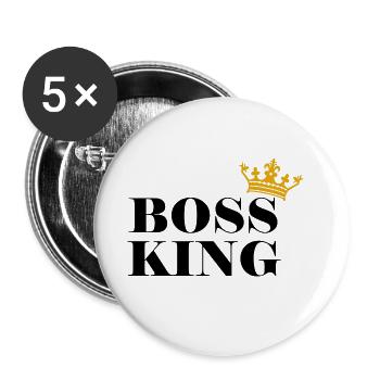 Boss King Cadeau Hommes Roi - Lot de 5 grands badges (56 mm) - blanc - Devant