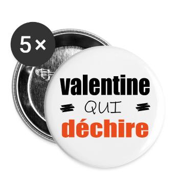 Valentine Qui Déchire Couple Saint Valentin Humour - Lot de 5 grands badges (56 mm) - blanc - Devant
