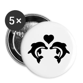 dolphin love - Buttons groß 56 mm (5er Pack) - Weiß - Vorne