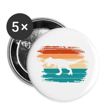 T Rex Dino Dinosaur - Buttons large 2.2''/56 mm (5-pack) - white - Front