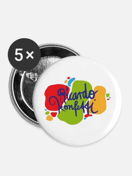 Ricardo Konfetti - Buttons groß 56 mm (5er Pack) - Weiß