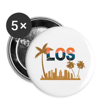 LA Sunset Skyline Palm Art - Buttons large 2.2''/56 mm (5-pack) - white - Front