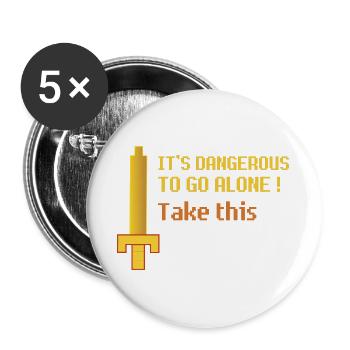 Retro Pixel Sword Quest - Buttons large 2.2''/56 mm (5-pack) - white - Front