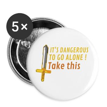 Pixel Schwert Nimm diesen Helden - Buttons groß 56 mm (5er Pack) - Weiß - Vorne