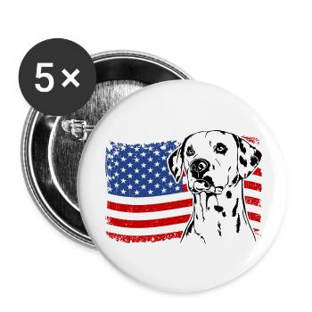 Dalmatians America Flag Dogs Wilsigns - Buttons large 2.2''/56 mm (5-pack) - white - Front