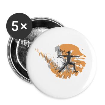 Yoga Training mit Style - Buttons groß 56 mm (5er Pack) - Weiß - Vorne