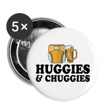 Huggies and Chuggies 18 - Buttons groß 56 mm (5er Pack) - Weiß - Vorne