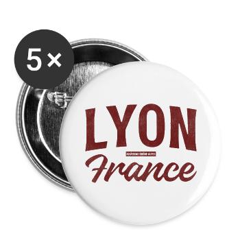 Lyon, France - Lot de 5 grands badges (56 mm) - blanc - Devant