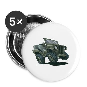 Willys MB Offroader 4x4 Millitary Oldtimer Us Army - Buttons groß 56 mm (5er Pack) - Weiß - Vorne