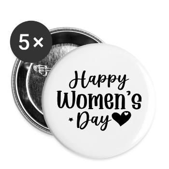 Joyeuse Journée de la Femme - Lot de 5 grands badges (56 mm) - blanc - Devant