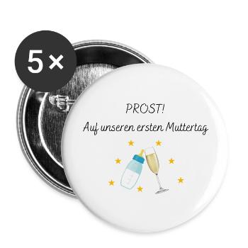 Muttertag - Buttons groß 56 mm (5er Pack) - Weiß - Vorne