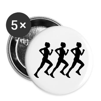 woman running - Buttons large 2.2''/56 mm (5-pack) - white - Front