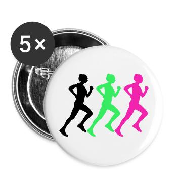 woman running - Buttons large 2.2''/56 mm (5-pack) - white - Front