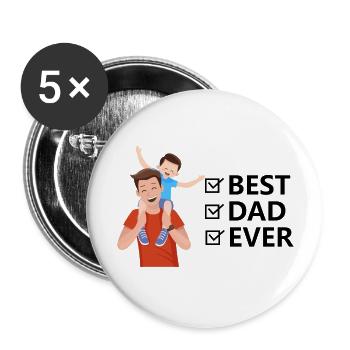 Best Dad ever - Buttons groß 56 mm (5er Pack) - Weiß - Vorne