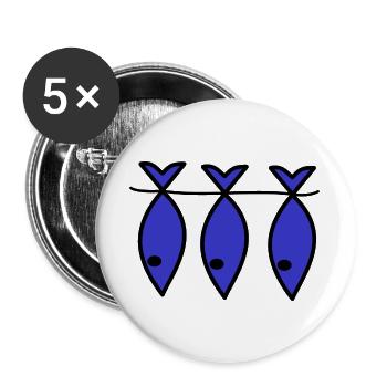 SARDINE. FISCH. APRILSCHERZ. OSTERN. MEER - Buttons groß 56 mm (5er Pack) - Weiß - Vorne