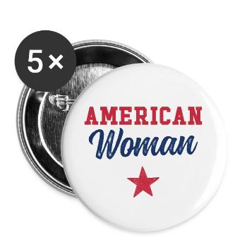 Femme américaine - Lot de 5 grands badges (56 mm) - blanc - Devant