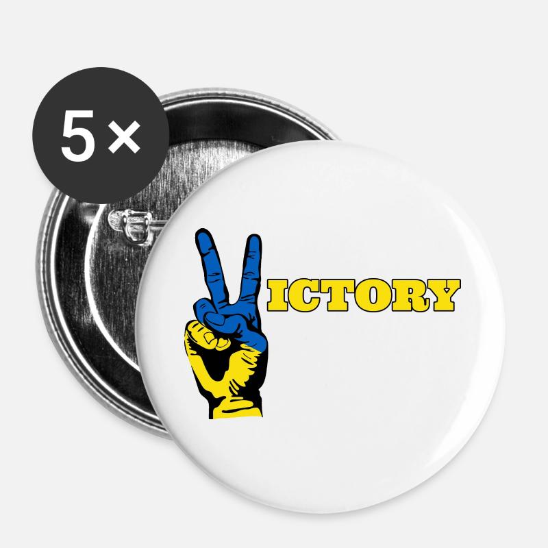 VICTORY UKRAINE - Buttons large 2.2''/56 mm (5-pack) - white