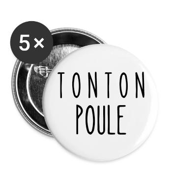 tonton poule - Lot de 5 grands badges (56 mm) - blanc - Devant