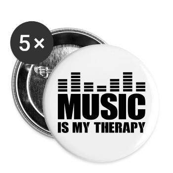 Music is my Therapy - Buttons groß 56 mm (5er Pack) - Weiß - Vorne
