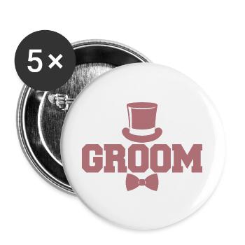 Bräutigam Cool Matching Paar Hochzeitsfeier Ehe - Buttons groß 56 mm (5er Pack) - Weiß - Vorne