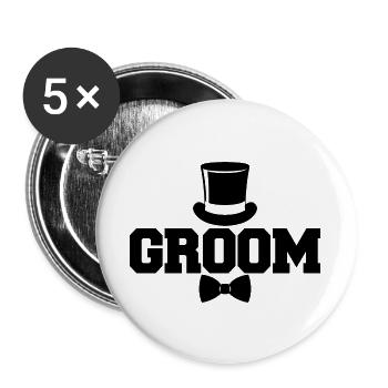 Bräutigam Cool Matching Paar Hochzeitsfeier Ehe - Buttons groß 56 mm (5er Pack) - Weiß - Vorne