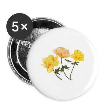 Flowers yellow - Buttons groß 56 mm (5er Pack) - Weiß - Vorne