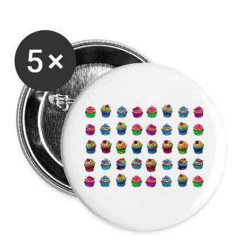 Lots of colorful muffins tartlets - Buttons large 2.2''/56 mm (5-pack) - white - Front