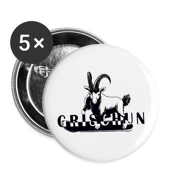 Grischun Steinbock Snowboard - Buttons groß 56 mm (5er Pack) - Weiß - Vorne