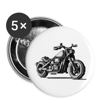 The motorcycle season has started for all bikers - Buttons large 2.2''/56 mm (5-pack) - white - Front