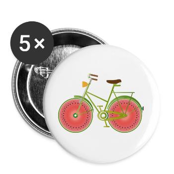 funny green bike with watermelon wheels - Buttons large 2.2''/56 mm (5-pack) - white - Front