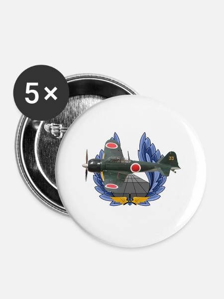 A6M Zero - Buttons groß 56 mm (5er Pack) - Weiß