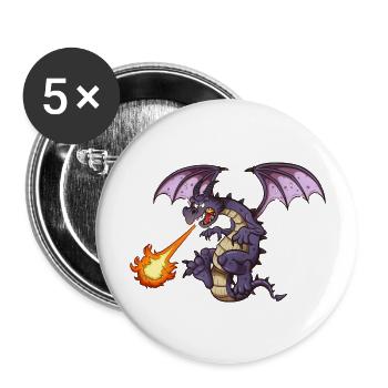 Dragon en colère - Lot de 5 grands badges (56 mm) - blanc - Devant
