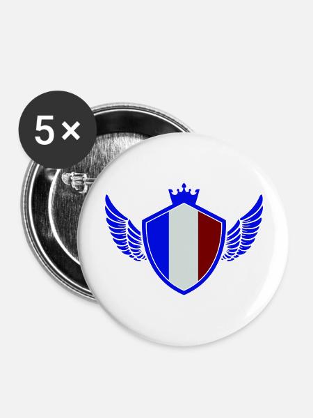 france wappen - Buttons groß 56 mm (5er Pack) - Weiß