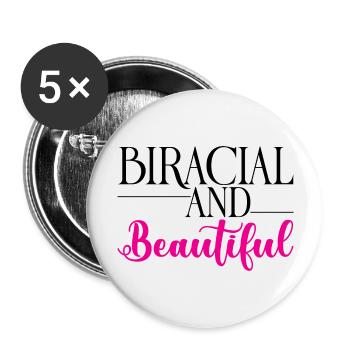 Biracial And Beautiful 2 - Buttons large 2.2''/56 mm (5-pack) - white - Front